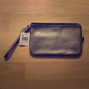 Coach Gunmetal Double Zip Wristlet